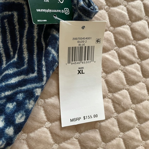 Ralph Lauren Blue Batik style print sleeveless linen blend dress  NWT - Picture 3 of 3